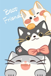 可爱卡通动物猫咪朋友