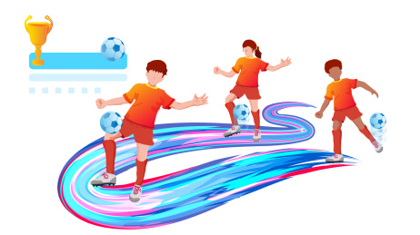 运动员在颠球练习的足球体育比赛插画