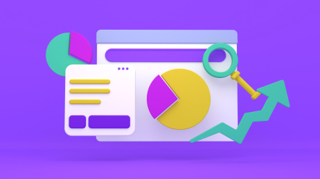 放大镜百分比箭头立体图形图标