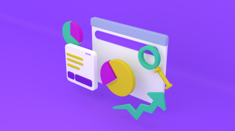 放大镜百分比箭头立体图形图标