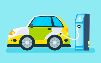 新能源汽车绿色环保低碳出行节能减排插画