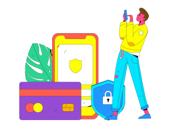 网络支付安全人物扁平矢量概念运营插画