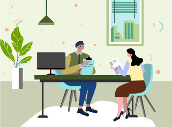 在办公室面试工作