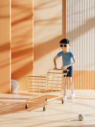 3D卡通人物拿手机创意图