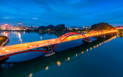 广西柳州市文惠桥城市夜景