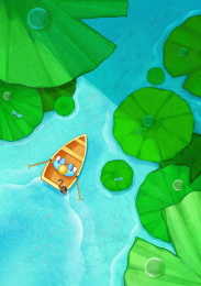 夏日泛舟湖上游玩的男生