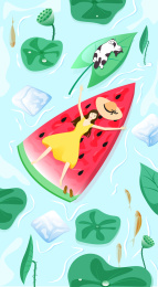 夏季女孩河塘解暑