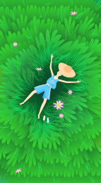 一个男孩躺在草地上