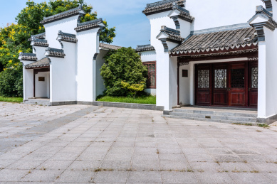 中国安徽宿州的徽派建筑道路背景