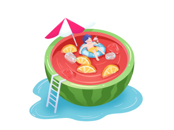 立夏儿童创意游泳红色西瓜