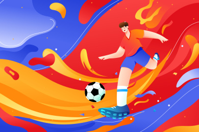 运动会踢足球矢量插画