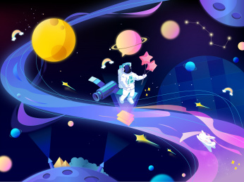 星空宇宙星河宇航员插画