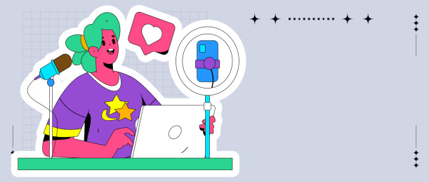 直播带货的网红电商人物矢量互联网插画