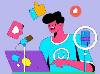 直播带货的网红电商人物矢量互联网插画