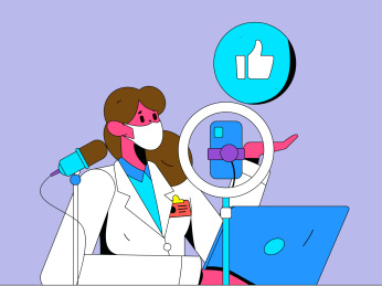 直播带货的网红电商人物矢量互联网插画