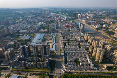 航拍四川省德阳市罗江区全景图