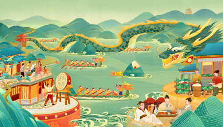 端午节赛龙舟插画