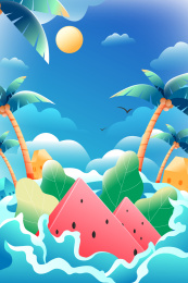 夏季西瓜水果矢量插画