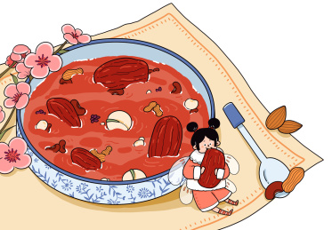 腊八节喝腊八粥扁平风插画素材