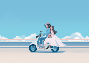 情侣回家日常生活插画