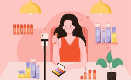 直播间美女护肤化妆直播带货