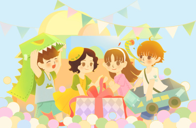 六一儿童节人物插画小朋友玩耍