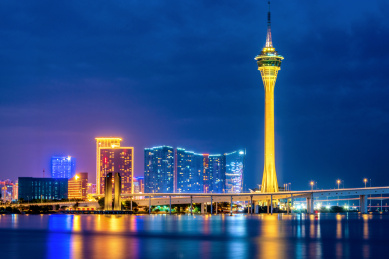 中国澳门旅游塔夜景风光
