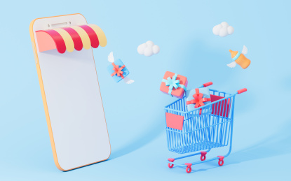 创意网络购物主题3D渲染