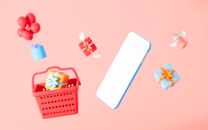 创意网络购物主题3D渲染