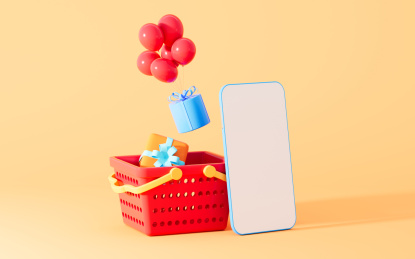 创意网络购物主题3D渲染