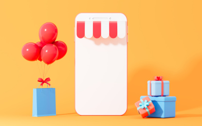 创意网络购物主题3D渲染