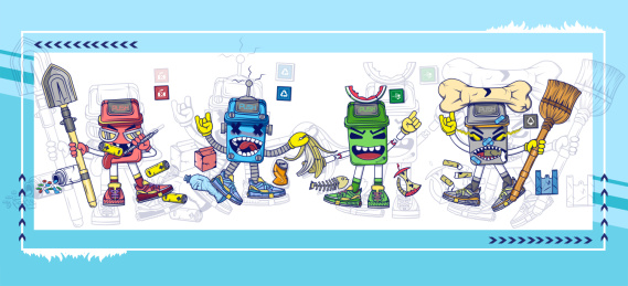 创意环保分类垃圾潮流插画