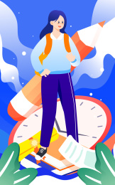 学生高考加油冲刺倒计时插画考试必胜海报