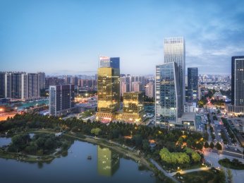 航拍中国山东淄博城市景观