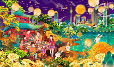 中秋节节日场景插图