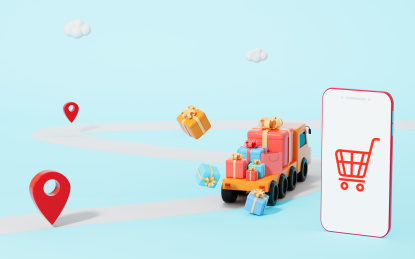 网络购物与物流运输3D渲染