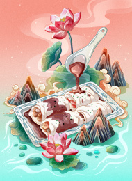 粤式早茶文化美食小吃-肠粉