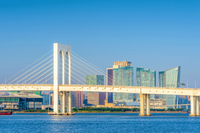 中国澳门西湾大桥风光