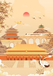 复古中国风传统与现代矢量插画