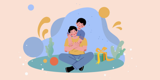 父情节亲自可爱扁平商业插画