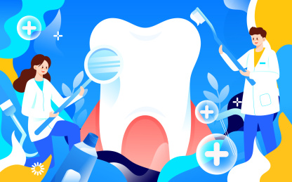 世界爱牙日保护牙齿关注口腔健康医疗插画