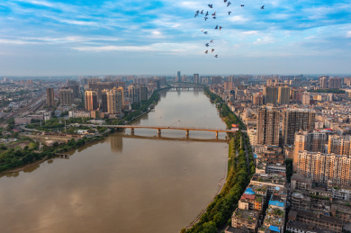 航拍湖南衡阳城市风光