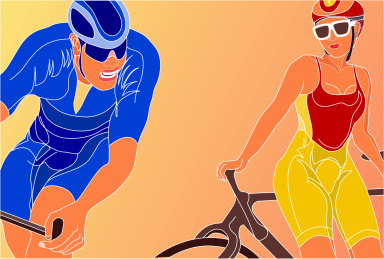 自行车竞技，力量男生和性感美女的冷暖对比