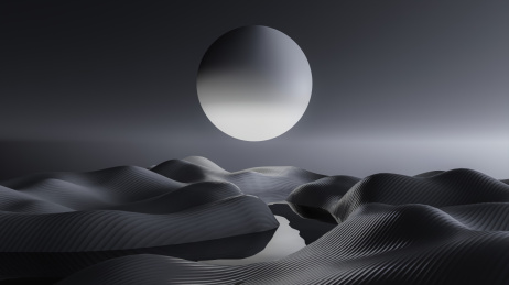 河流山脉上的明月