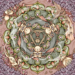 敦煌三兔共耳国潮风延展插画