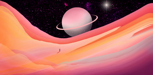 年轻人探索户外的星球的插画背景