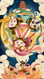 敦煌三兔共耳中国风延展插画