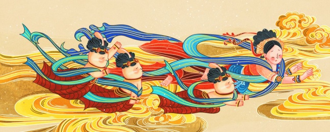 敦煌三兔共耳延展系列插画
