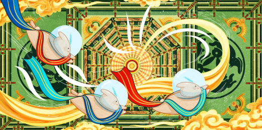 敦煌三兔共耳延展系列插画