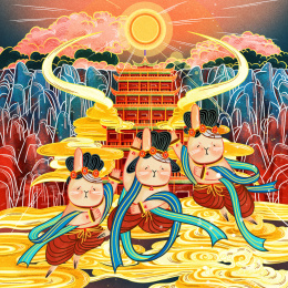 敦煌三兔共耳延展系列插画